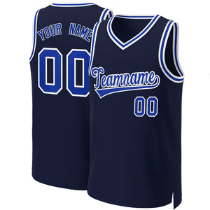 Custom Navy Royal-White Classic Tops Basketball Jersey