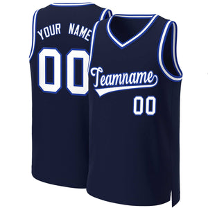 Custom Navy White-Royal Classic Tops Basketball Jersey