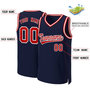 Custom Navy Red-White Classic Tops Basketball Jersey