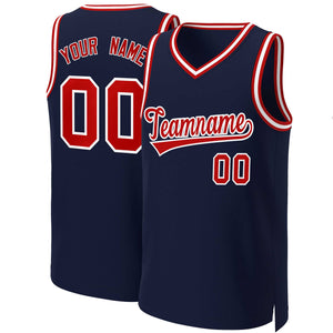 Custom Navy Red-White Classic Tops Basketball Jersey