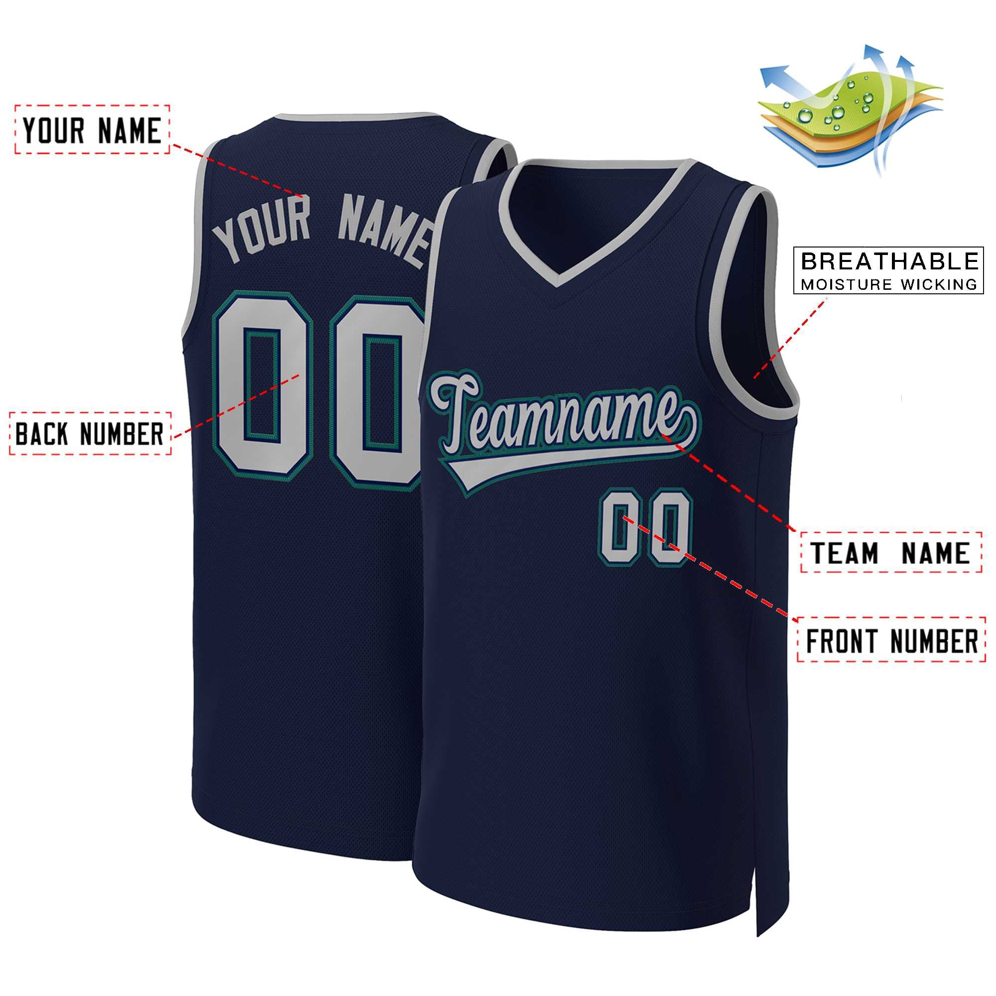 Custom Navy Gray-Navy Classic Tops Basketball Jersey