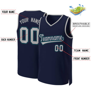 Custom Navy Gray-Navy Classic Tops Basketball Jersey