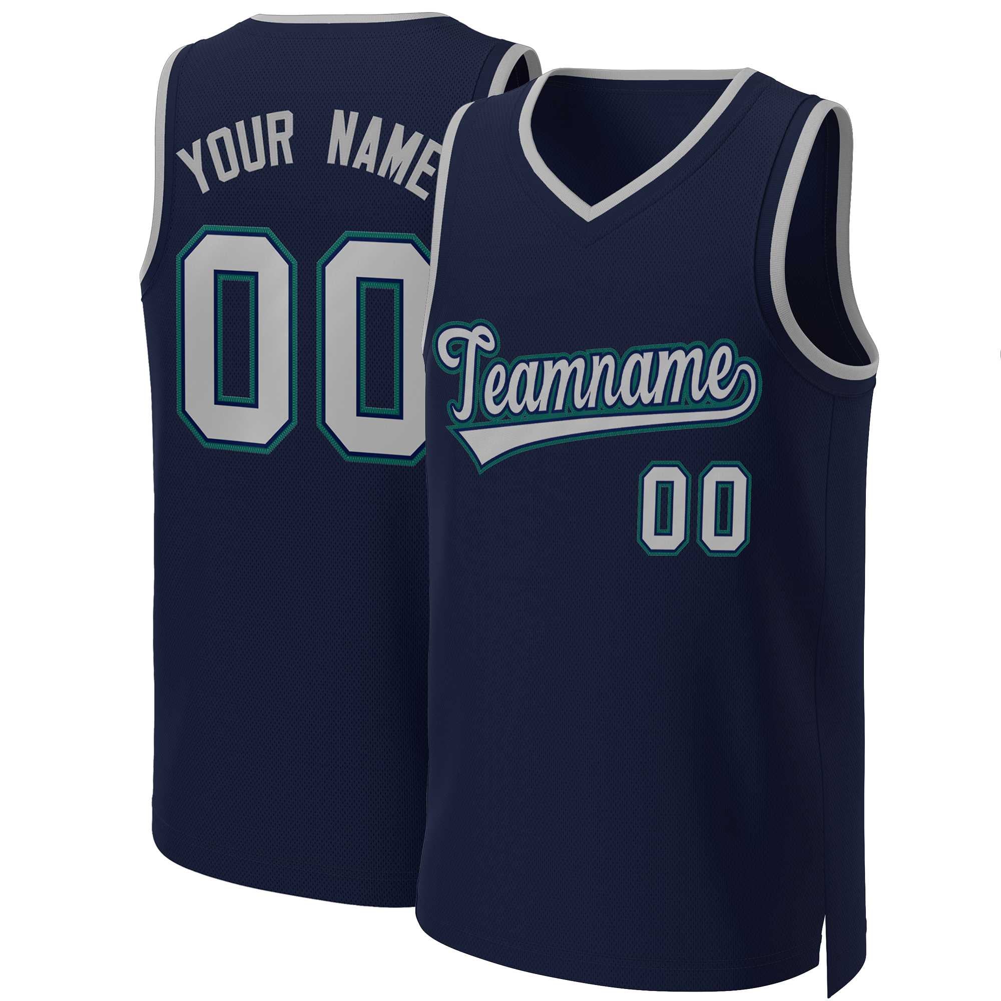 Custom Navy Gray-Navy Classic Tops Basketball Jersey