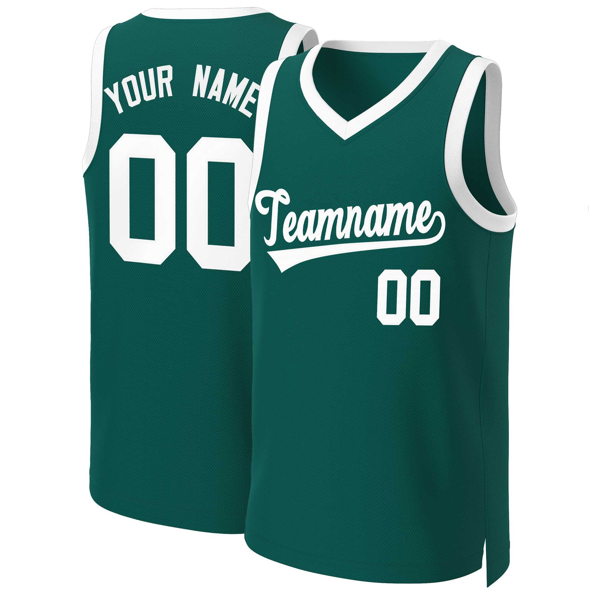 Maillot de basket-ball classique blanc Aqua personnalisé