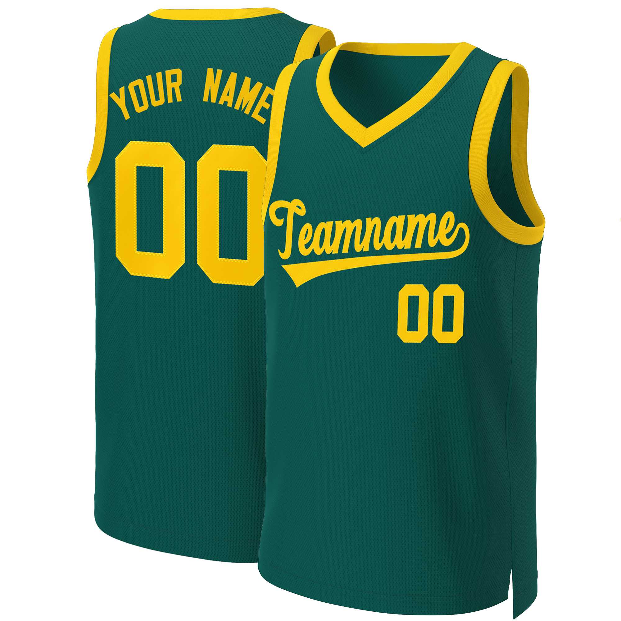 Maillot de basket-ball classique jaune Aqua personnalisé