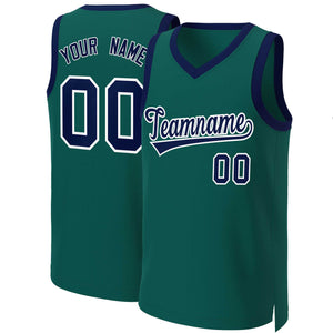 Maillot de basket-ball classique personnalisé Aqua marine-blanc