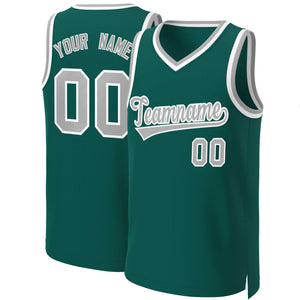 Maillot de basket-ball classique personnalisé gris-blanc Aqua