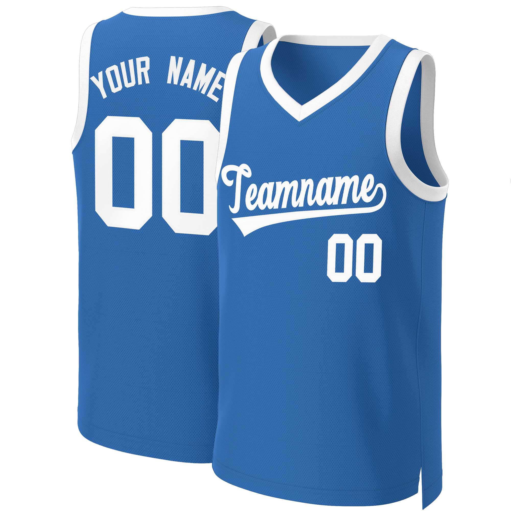 Maillot de basket-ball classique bleu blanc personnalisé