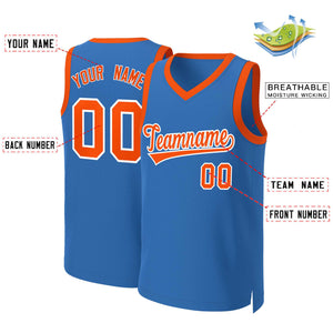 Custom Blue Orange-White Classic Tops Basketball Jersey