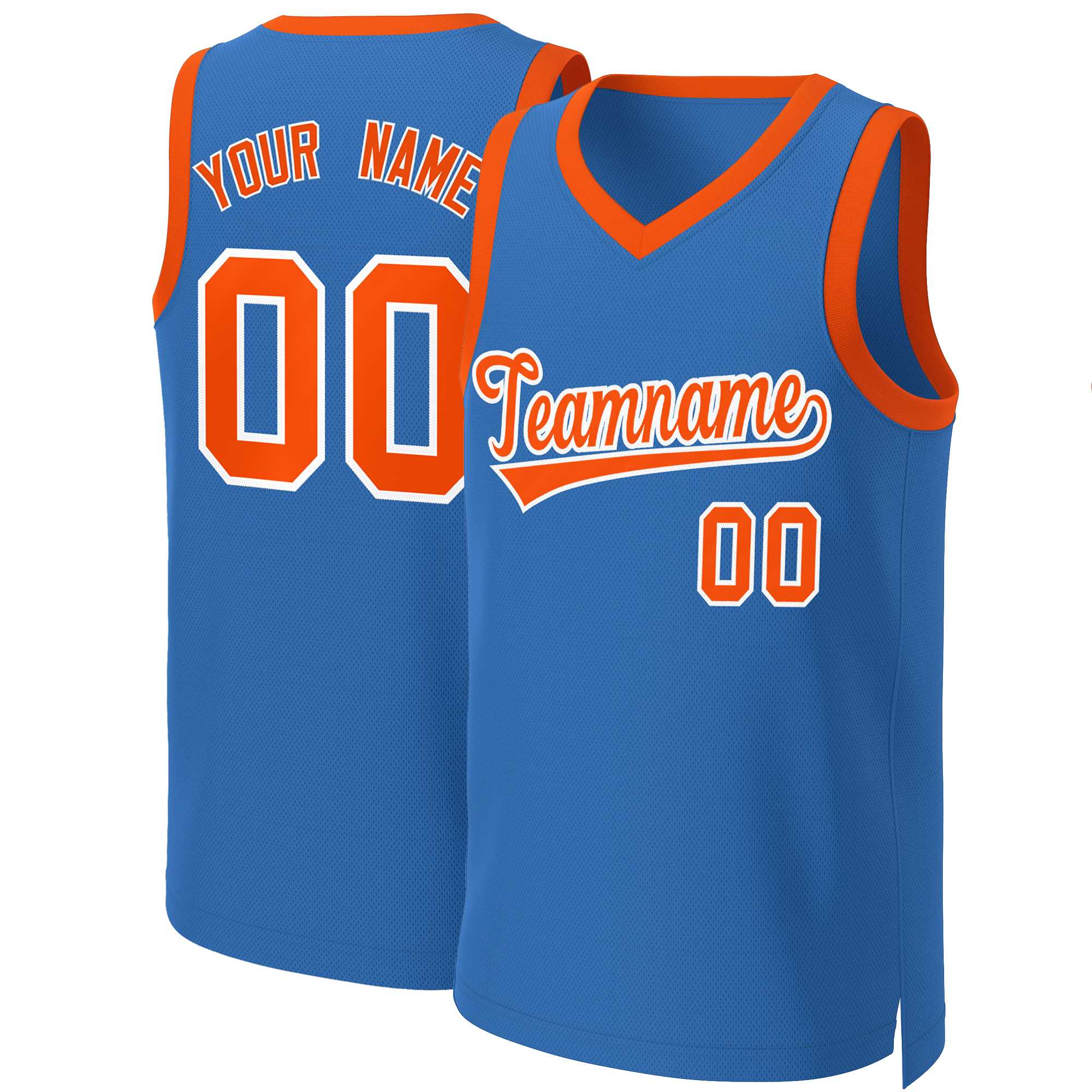 Maillot de basket-ball classique personnalisé bleu Orange-blanc