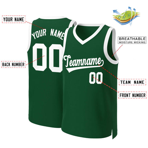 Custom Green White Classic Tops Basketball Jersey