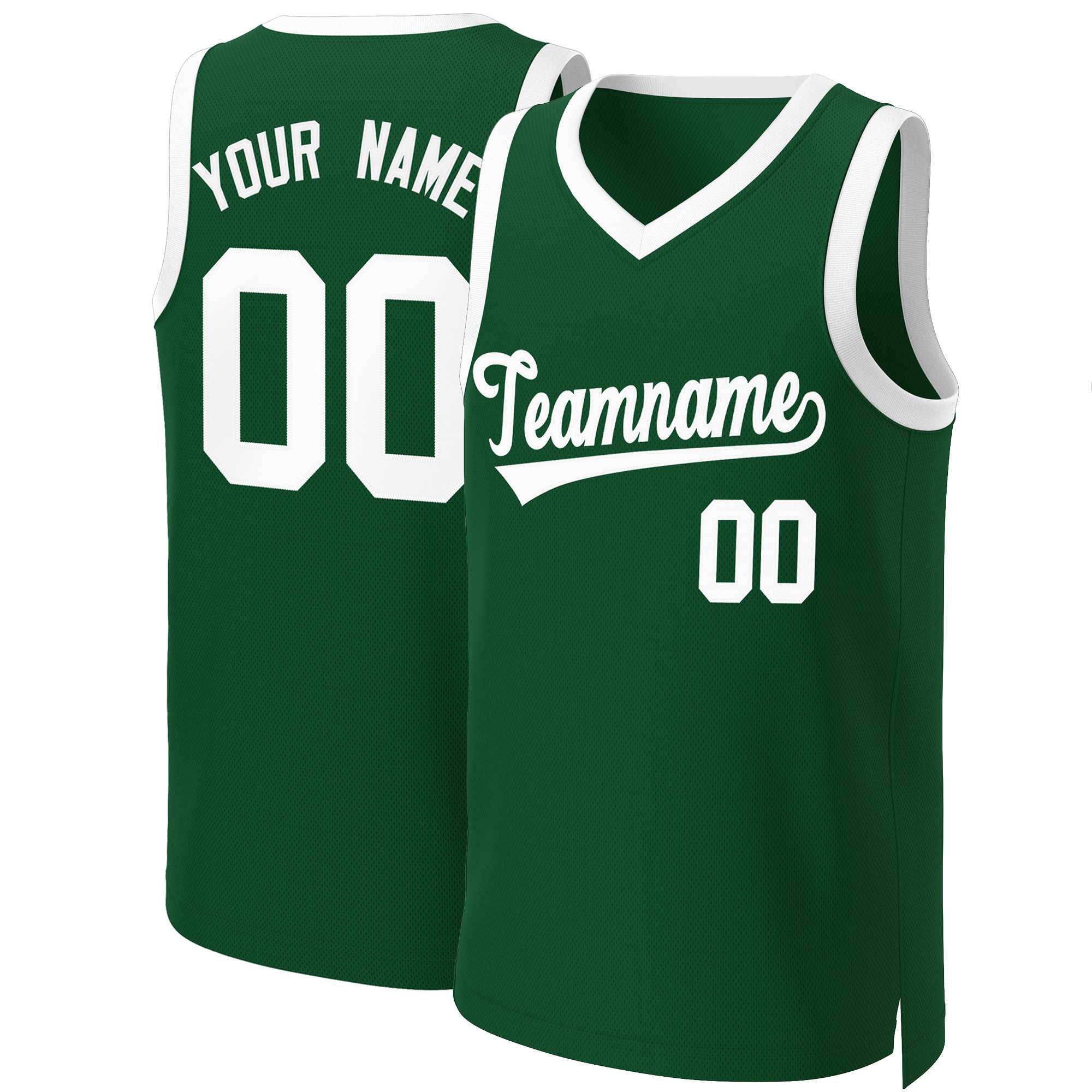 Maillot de basket-ball classique vert blanc personnalisé