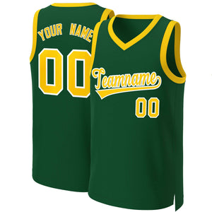 Custom Green Gold-White Classic Tops Basketball Jersey