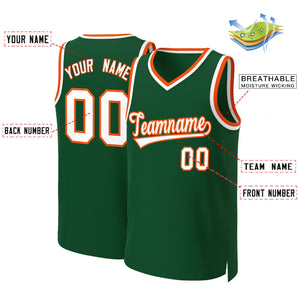 Custom Green White-Orange Classic Tops Basketball Jersey