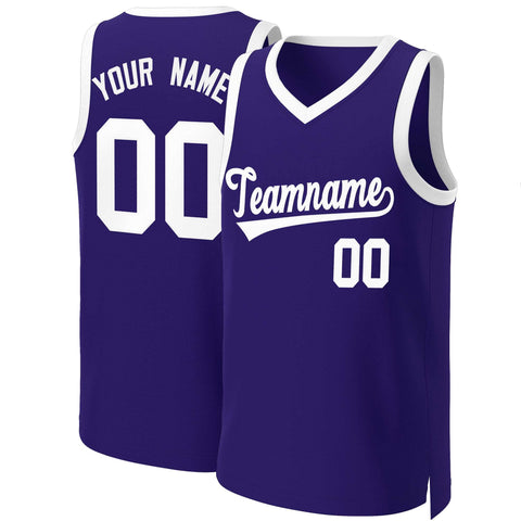 Custom Purple White Classic Tops Basketball Jersey