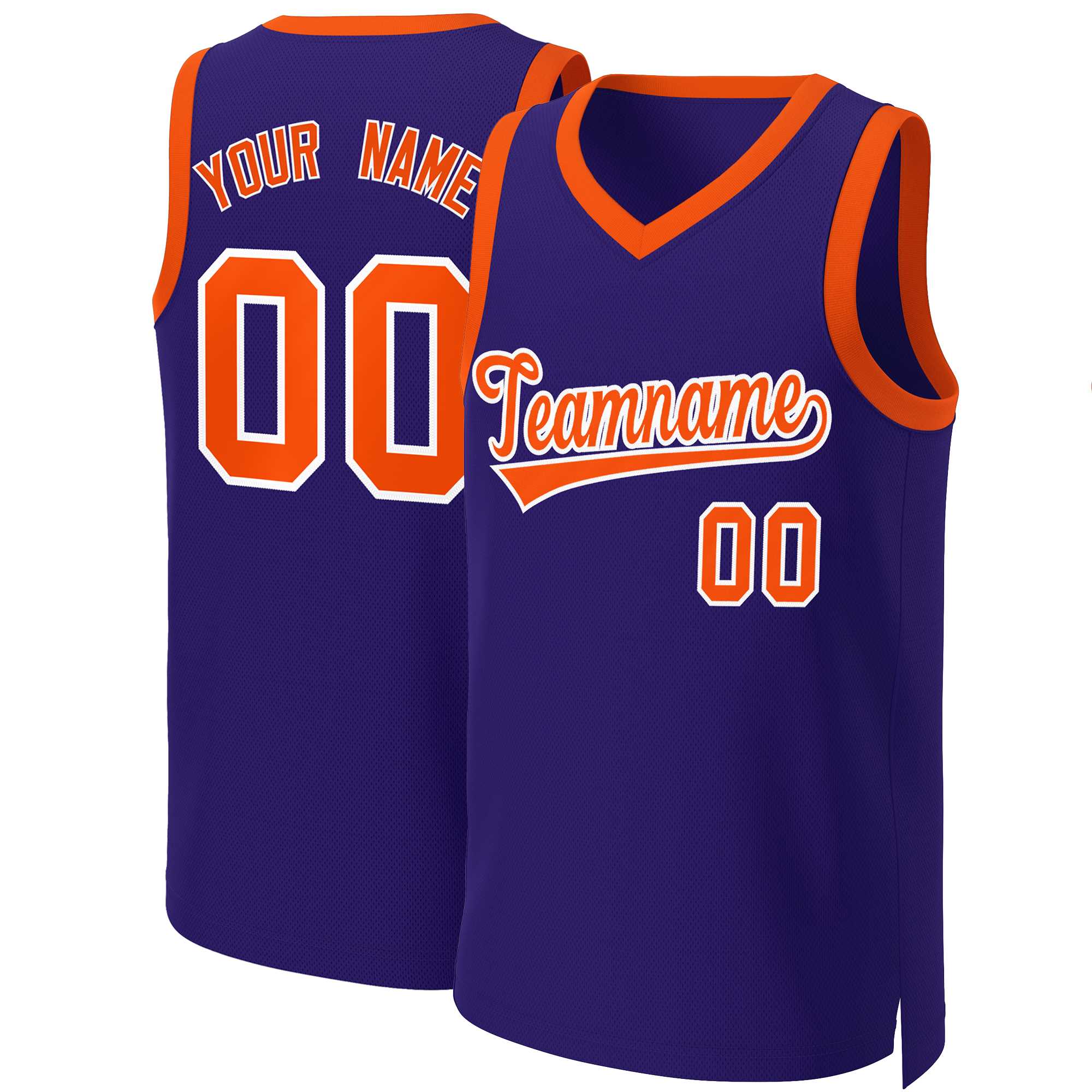 Custom Purple Orange-White Classic Tops Basketball Jersey