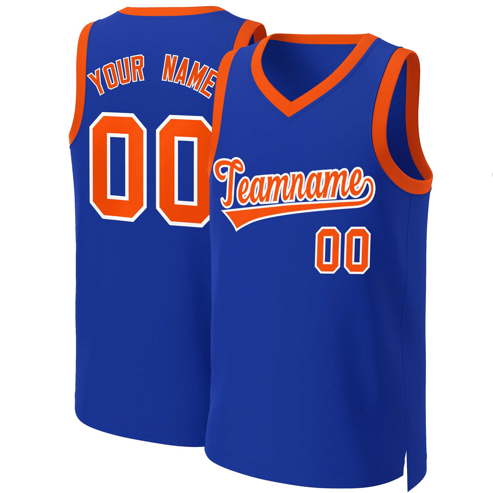 Maillot de basket-ball classique personnalisé Royal Orange-blanc