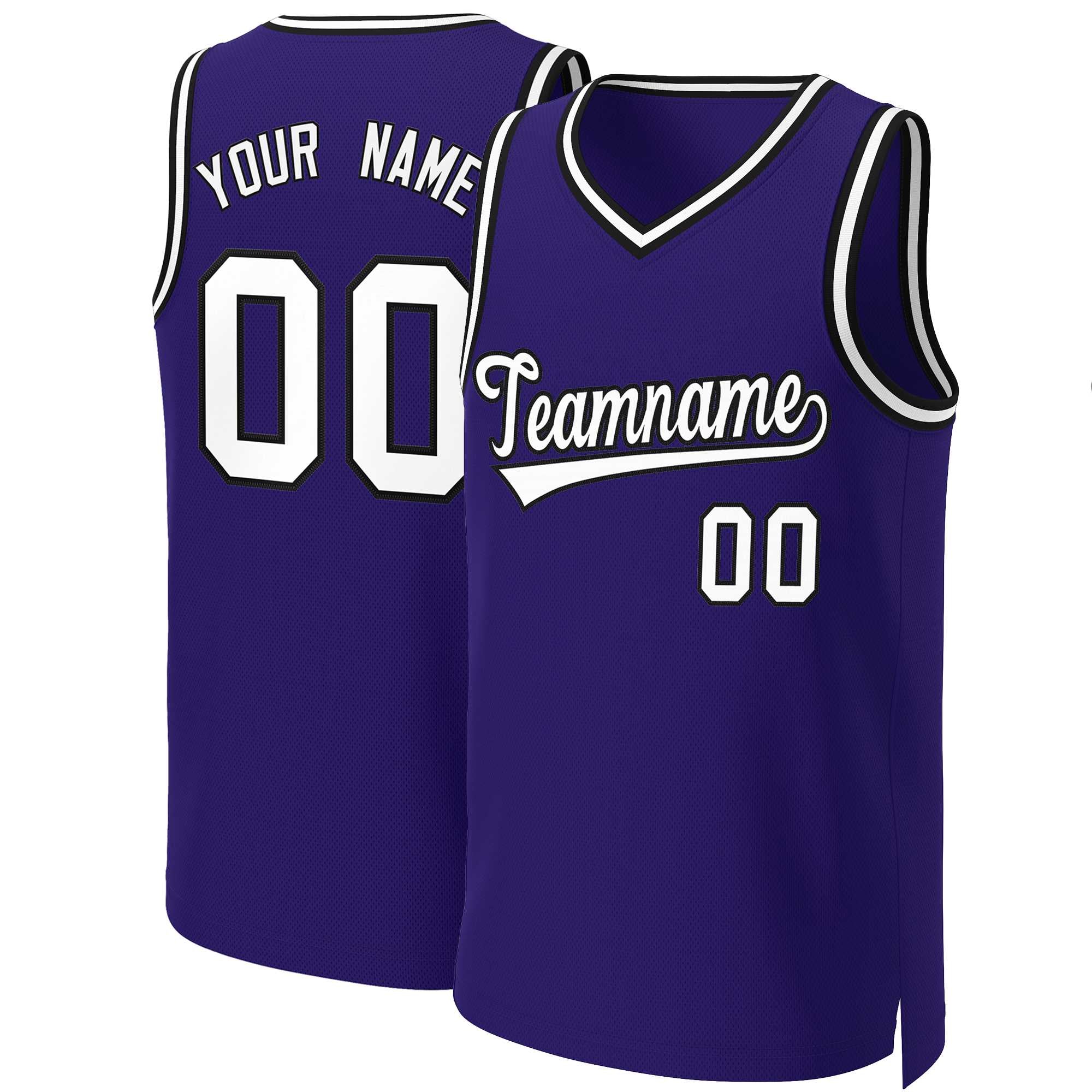 Custom Purple White-Black Classic Tops Basketball Jersey