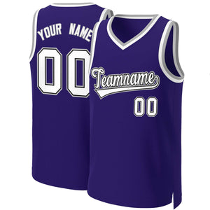 Custom Purple White-Black Classic Tops Basketball Jersey