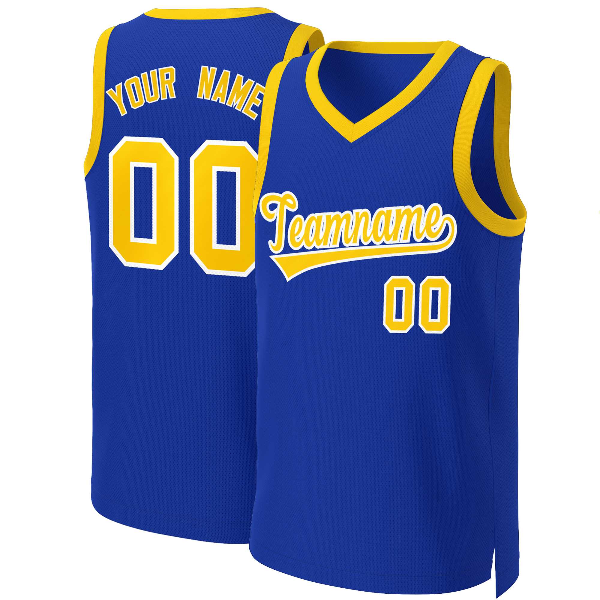 Custom Royal Yellow-White Classic Tops Basketball Jersey