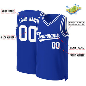 Custom Royal White Classic Tops Basketball Jersey