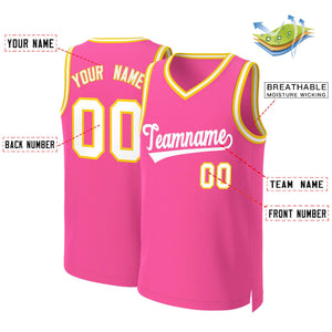 Maillot de basket-ball classique rose blanc personnalisé