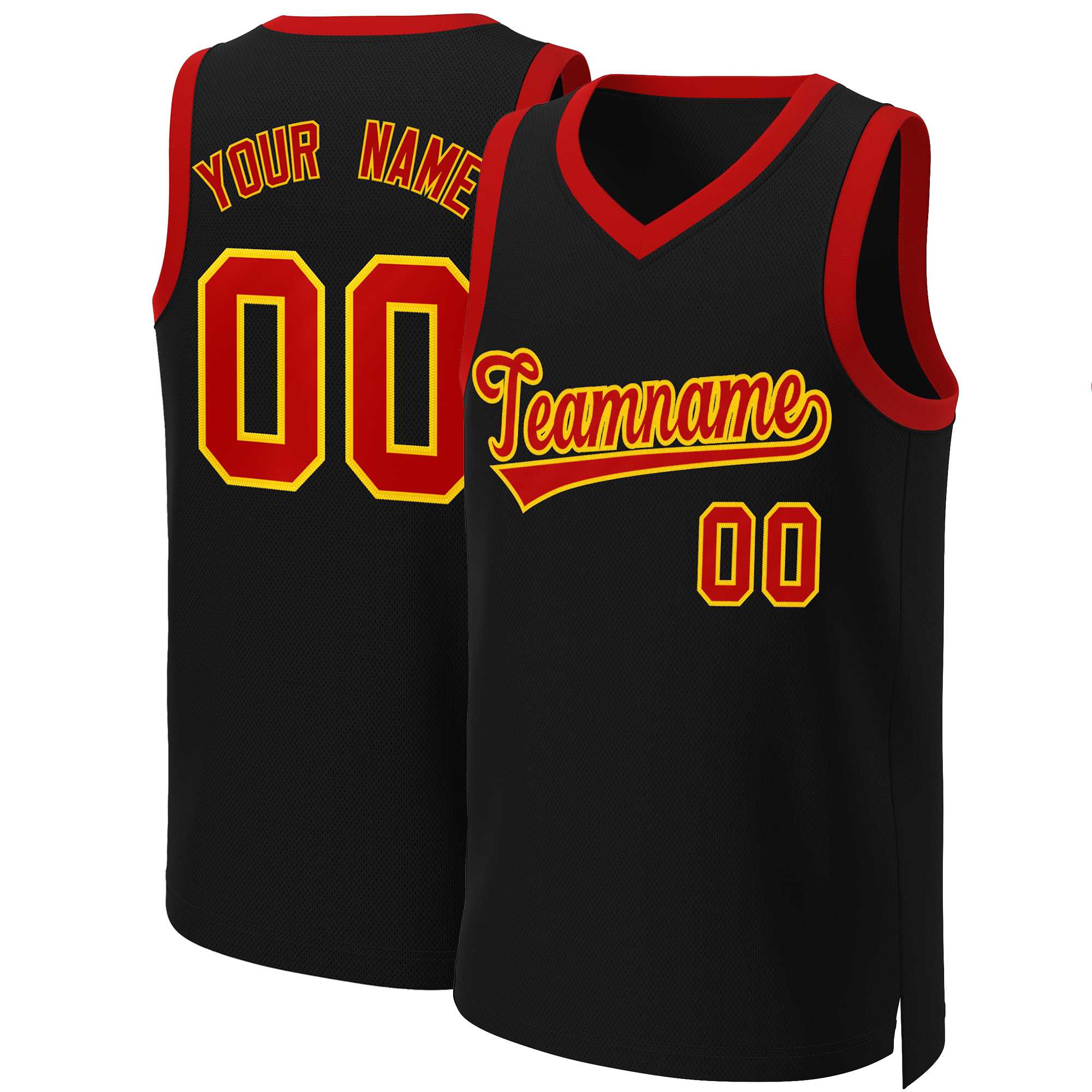 Custom Black Red-Yellow Classic Tops Basketball Jersey