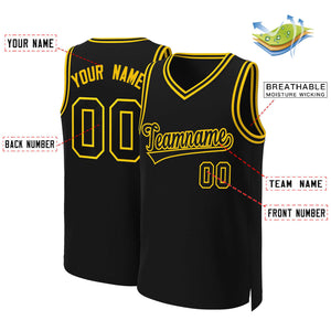 Custom Black Black-Yellow Classic Tops Basketball Jersey