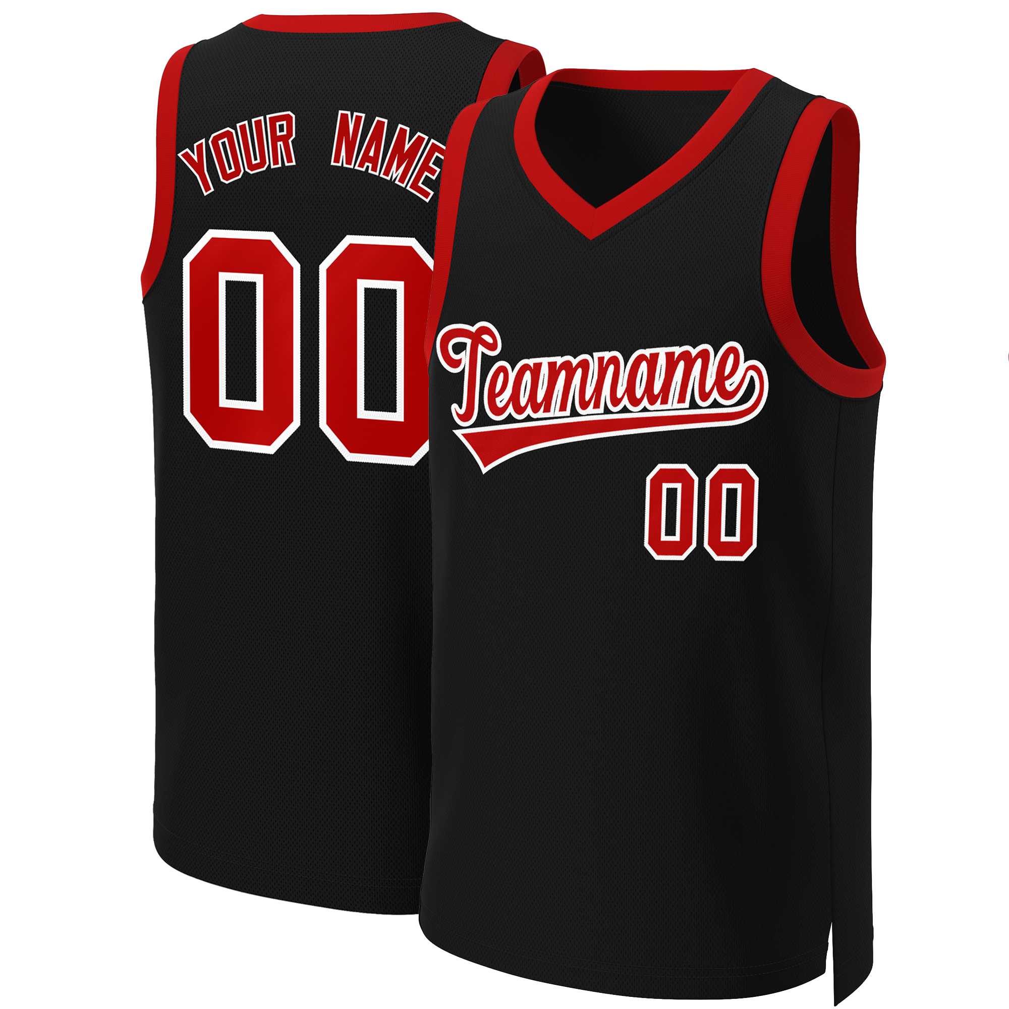 Custom Black Red-White Classic Tops Basketball Jersey