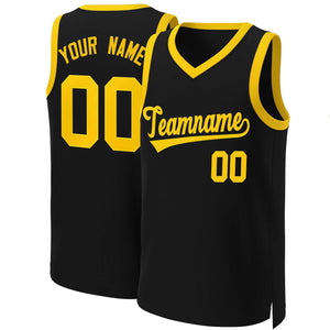 Maillot de basket-ball classique jaune noir personnalisé