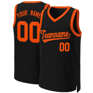 Custom Black Orange Classic Tops Basketball Jersey