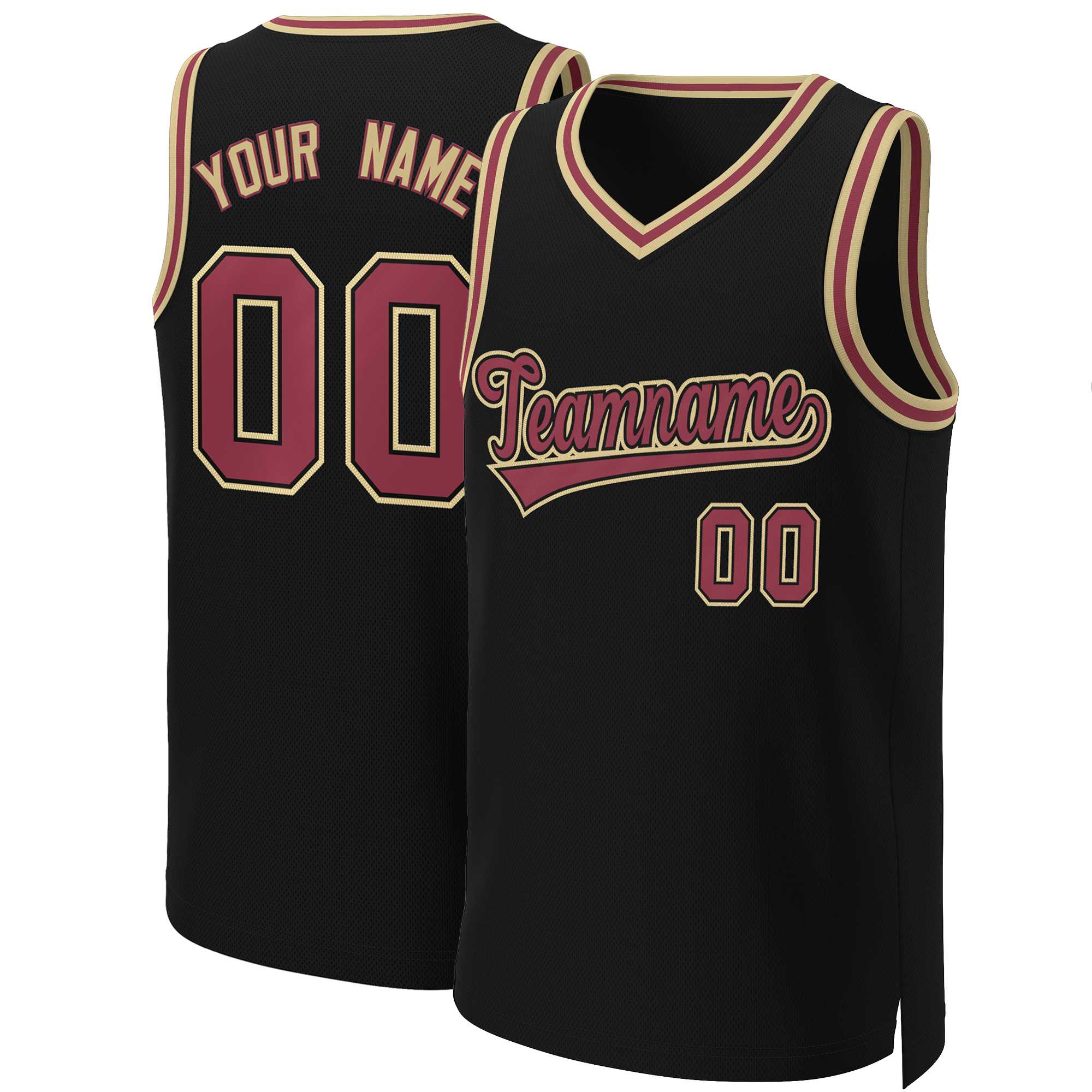 Maillot de basket-ball classique noir marron-noir personnalisé