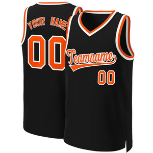 Custom Black Orange-White Classic Tops Basketball Jersey