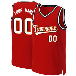 Custom Red White-Orange Classic Tops Basketball Jersey