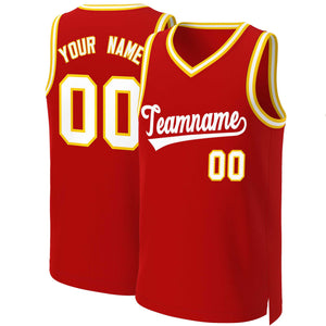 Maillot de basket-ball classique rouge et blanc personnalisé