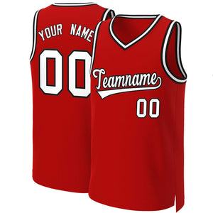 Maillot de basket-ball classique personnalisé rouge blanc-noir