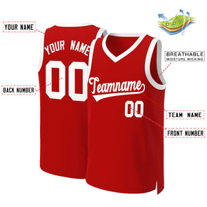 Custom Red White Classic Tops Basketball Jersey