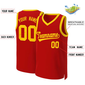 Maillot de basket-ball classique personnalisé rouge jaune