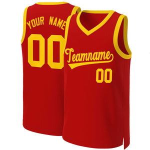 Maillot de basket-ball classique personnalisé rouge jaune