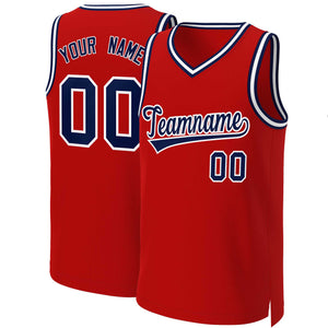 Custom Red Navy-White Classic Tops Basketball Jersey