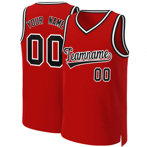 Maillot de basket-ball classique personnalisé rouge noir-blanc