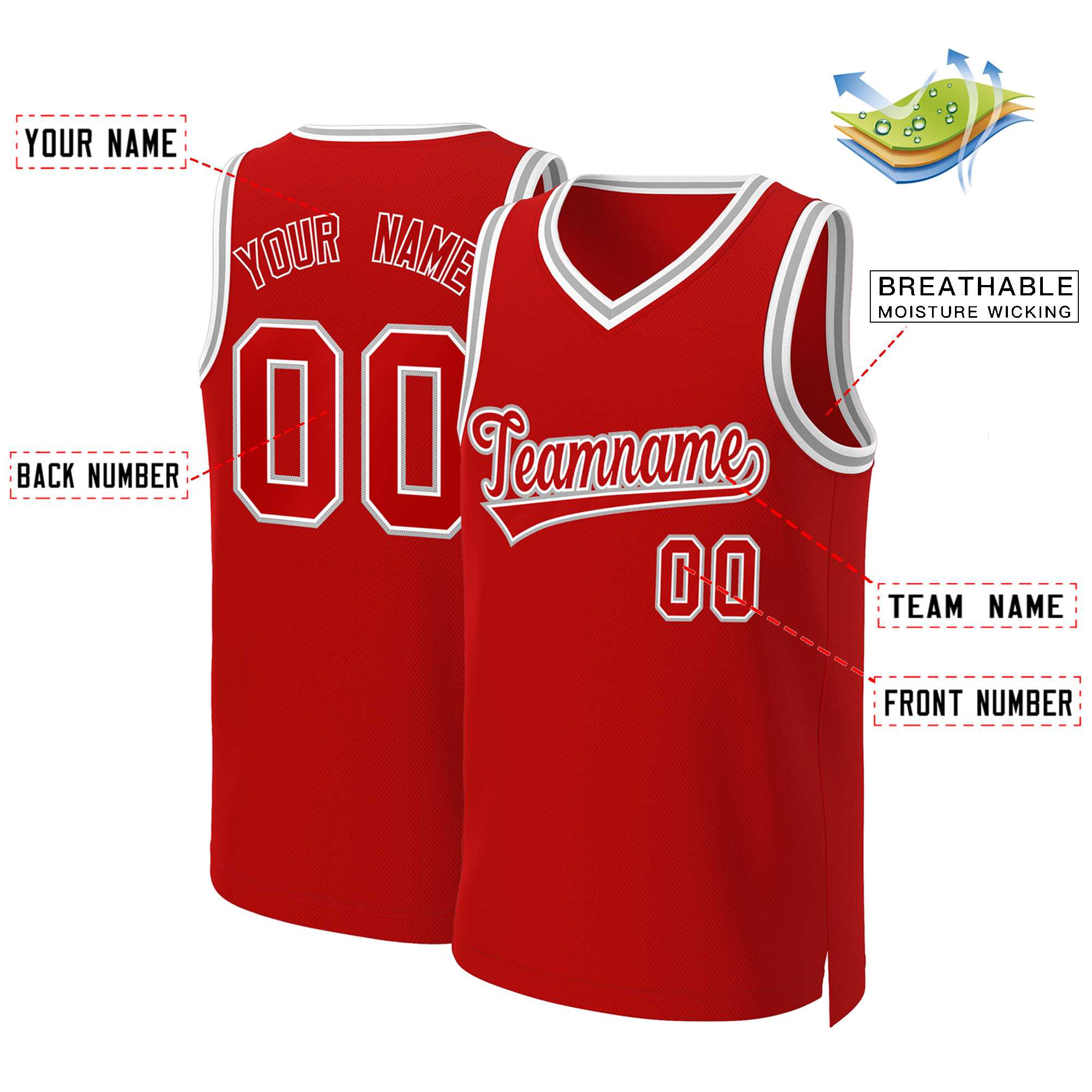 Custom Red Red-White Classic Tops Basketball Jersey