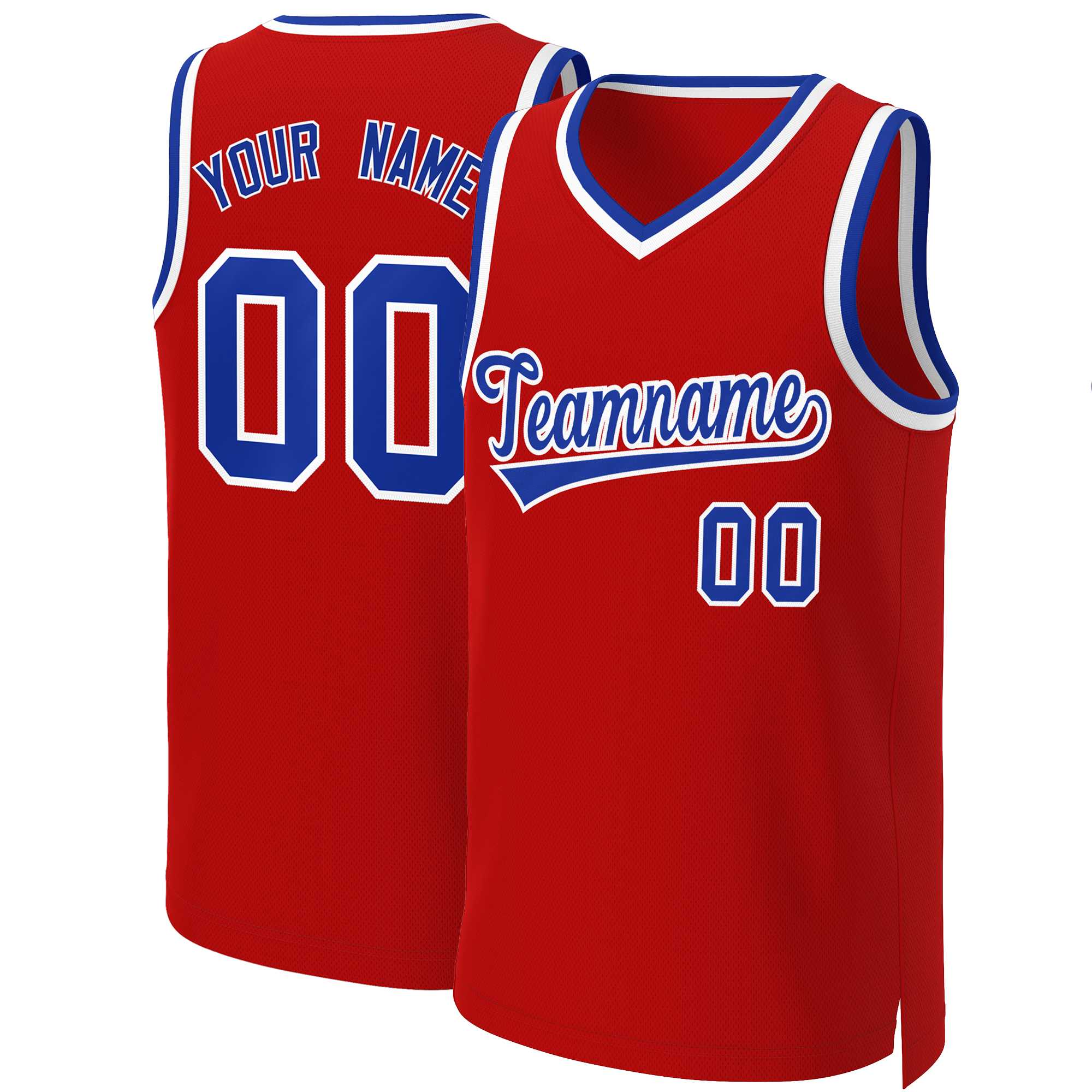 Maillot de basket-ball classique rouge Royal-blanc personnalisé