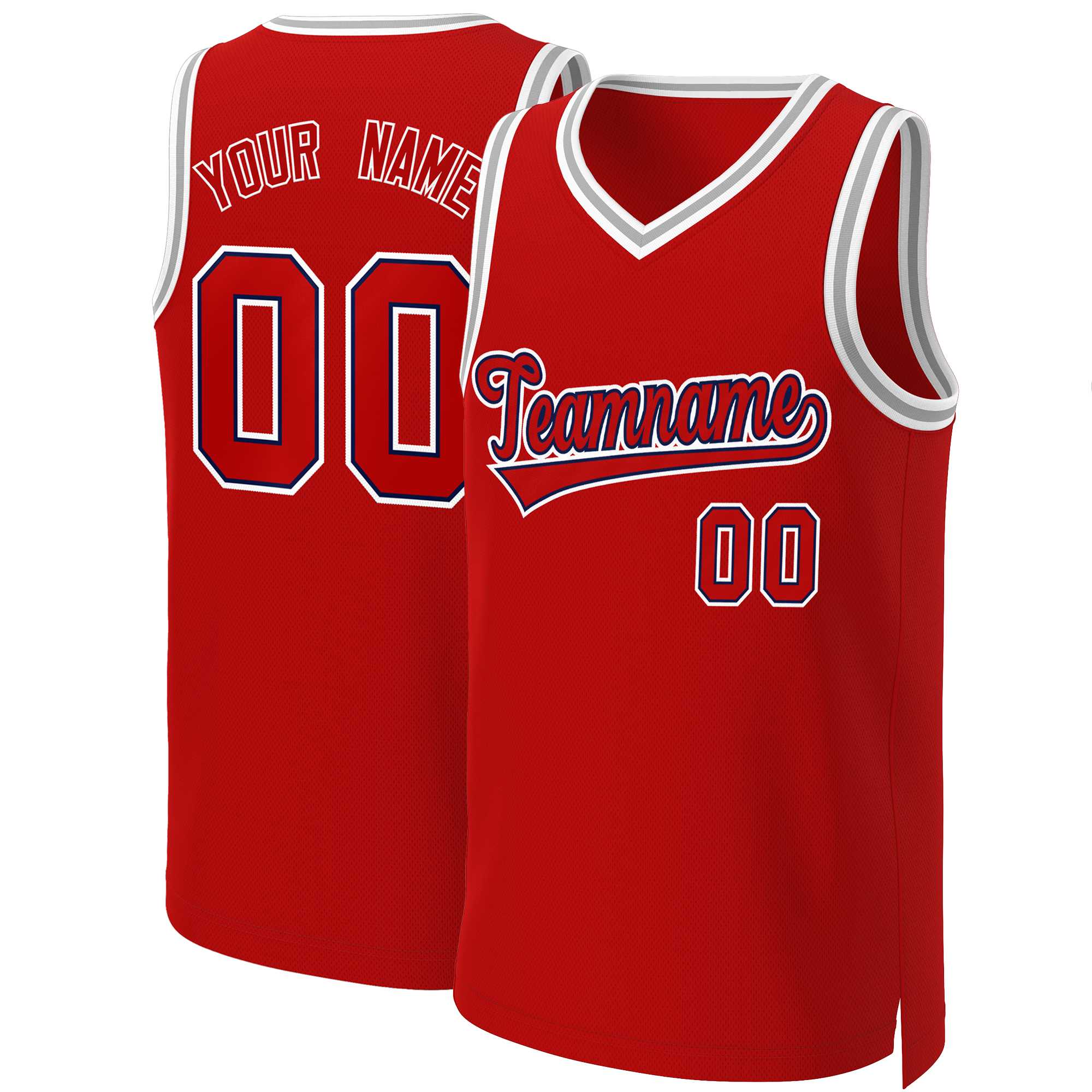 Maillot de basket-ball classique personnalisé rouge rouge-marine