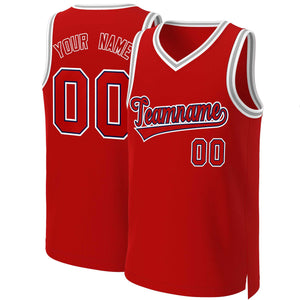 Custom Red Red-Navy Classic Tops Basketball Jersey