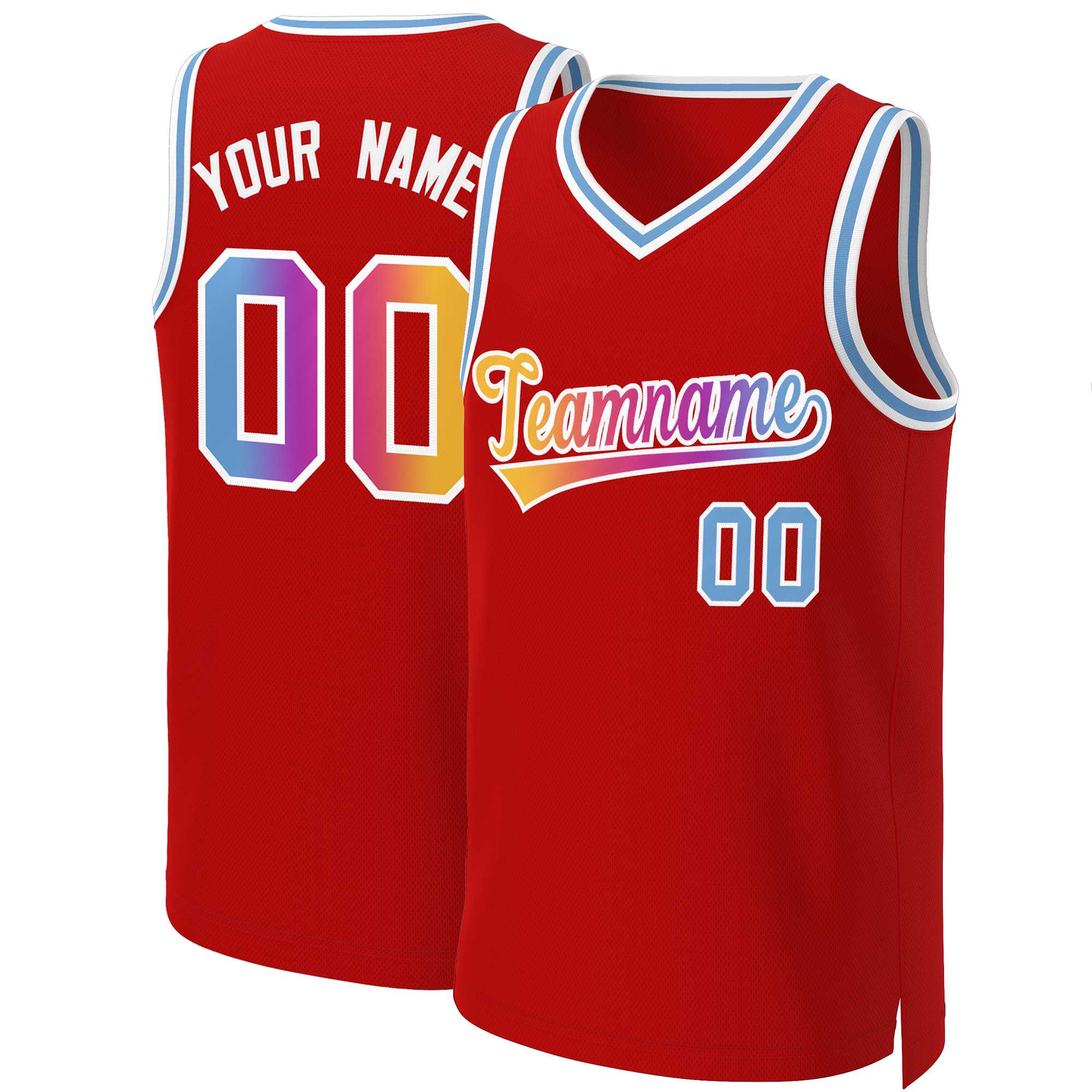 Maillot de basket-ball personnalisé, haut à la mode, dégradé classique rouge jaune-blanc