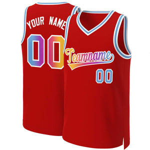 Custom Red Yellow-White Classic Gradient Fashion Tops Basketball Jersey