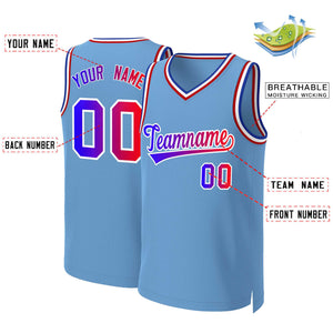 Custom Light Blue Blue-White Classic Gradient Fashion Tops Basketball Jersey