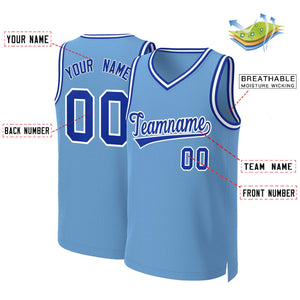 Custom Light Blue Royal-White Classic Tops Basketball Jersey