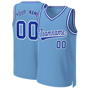 Custom Light Blue Royal-White Classic Tops Basketball Jersey